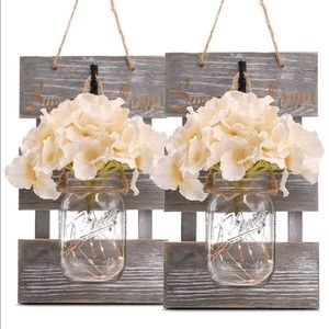 Rustic Grey Mason Jar Sconces for Home Decor